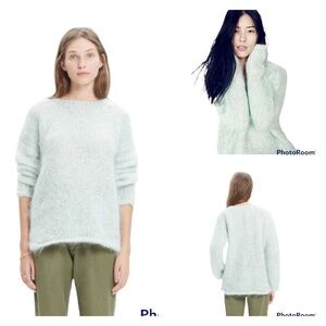NWT MADEWELL Seafoam Mint Hand Knit Cloudloft Pullover Oversized Sweater Small